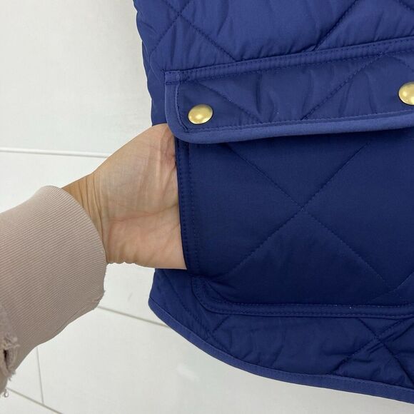 NEW J. CREW Vest Women XS Quilted Full Zip Snap Pockets BU262 Blue - Picture 6 of 15